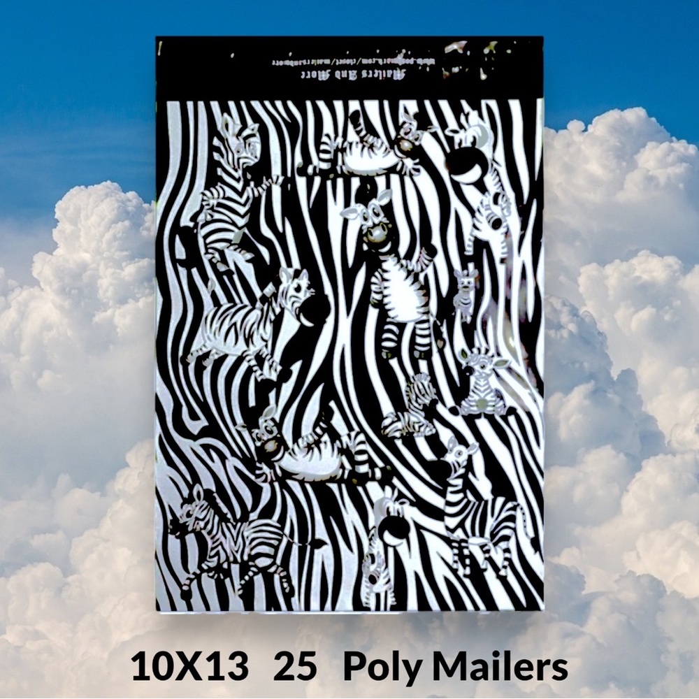 ( Quantity 25 10x13 ) Zebra Stripes & Zebras Poly Mailers Bag Shipping Envelope